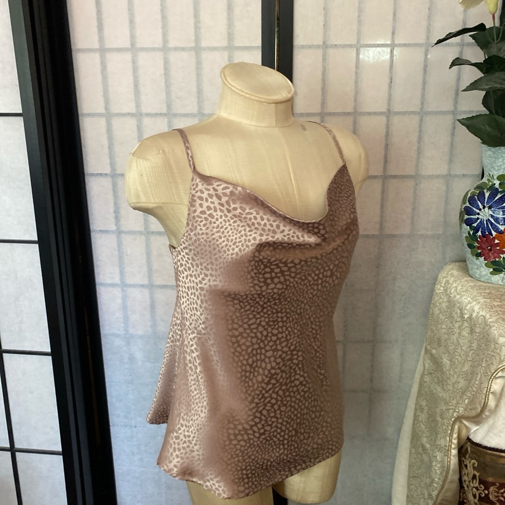 La Miel NWT Wom S Sexy Satin Leopard Waterfall Spaghetti Strap Boutique Cami/Top